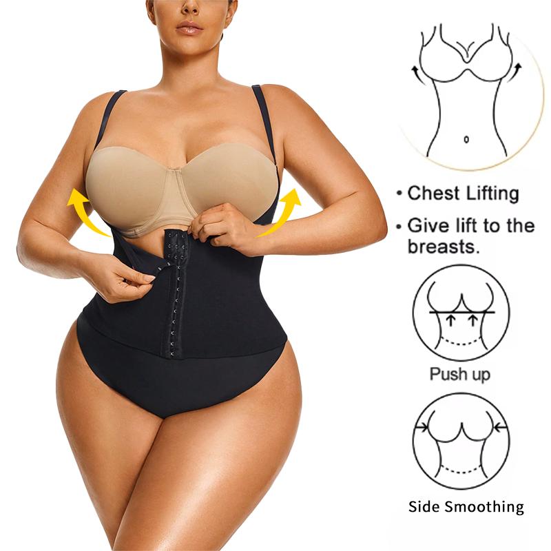 Women Plus Size Open Bust Corset Flat Belly Shaping Corset Front Hook Closure Underwear High Waist Trimmer Tummy Control Fajas