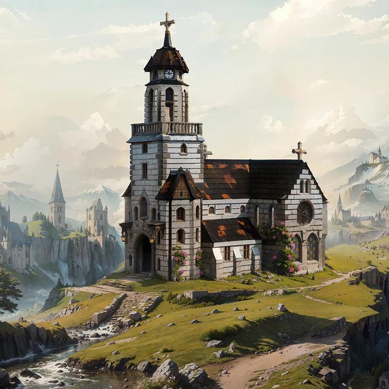 6172 шт. Средневековая церковь Строительные блоки Европейский замок Вид улицы Модель Кирпичи Настольное украшение Игрушки для детей Праздничные подарки