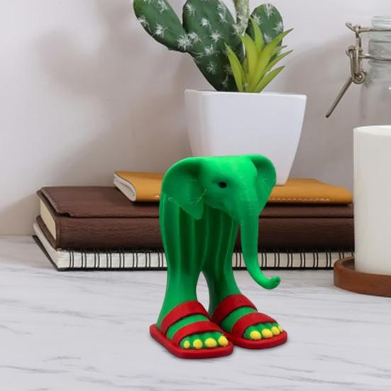 Фигурка слона в пустыне, 3D-печатный кактус, украшение в виде слона, красные тапочки, мультяшная статуя слона, скульптура, украшение