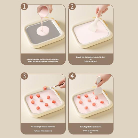 Kids Ice Cream Maker Stainless Steel Freezing Yogurt & Sorbet Machine with 2 Scrapers No-Electricity DIY Homemade Rolled Ice Cream Kit for Family Fun