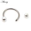 Alisouy 1 шт., нержавеющая сталь, 16 г, жемчуг, круглая подкова C, зажим для губ, носа, пирсинг козелка, перегородки, кольцо, спиральная серьга для хряща