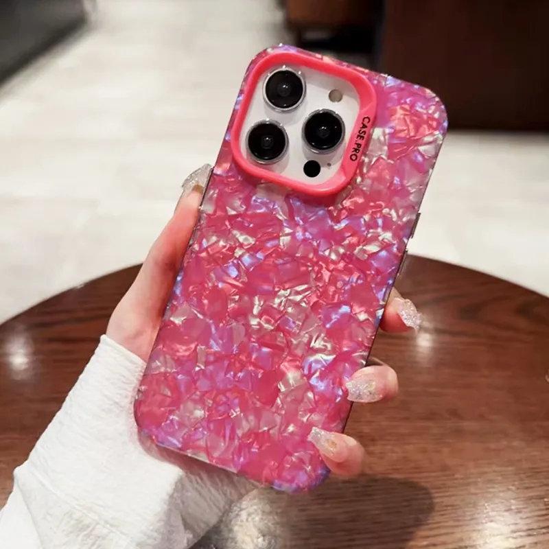 Luxury Bling Glitter Dream Conch Shell Marble Case For iPhone 13 14 11 12 Pro Max XS XR X Soft Bumper Hard Acrylic Back Cover
