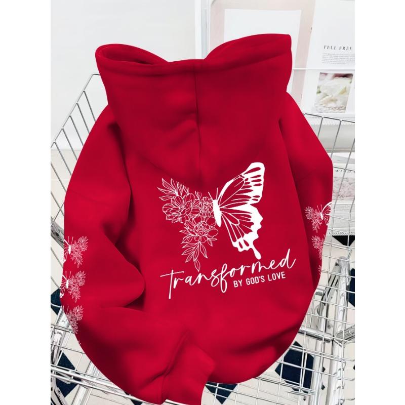 Women's Hooded Sweatshirt. A Loose Outer Jacket, Suitable for Autumn and Winter Seasons. Featuring Butterfly Series Print.