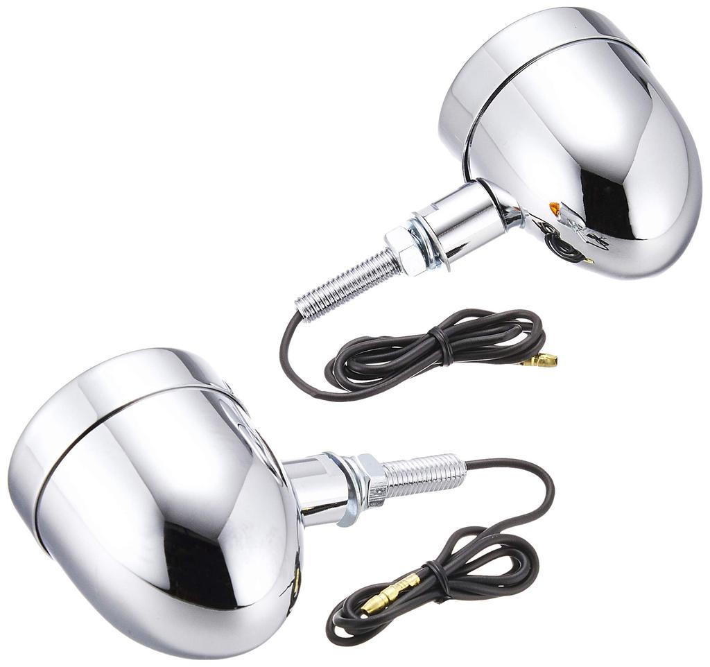 Kijima 219-1016 Motorcycle Parts Turn Signal Lamp, Vanette Small, Plated Body/Amber Lens, Single, Set of 2