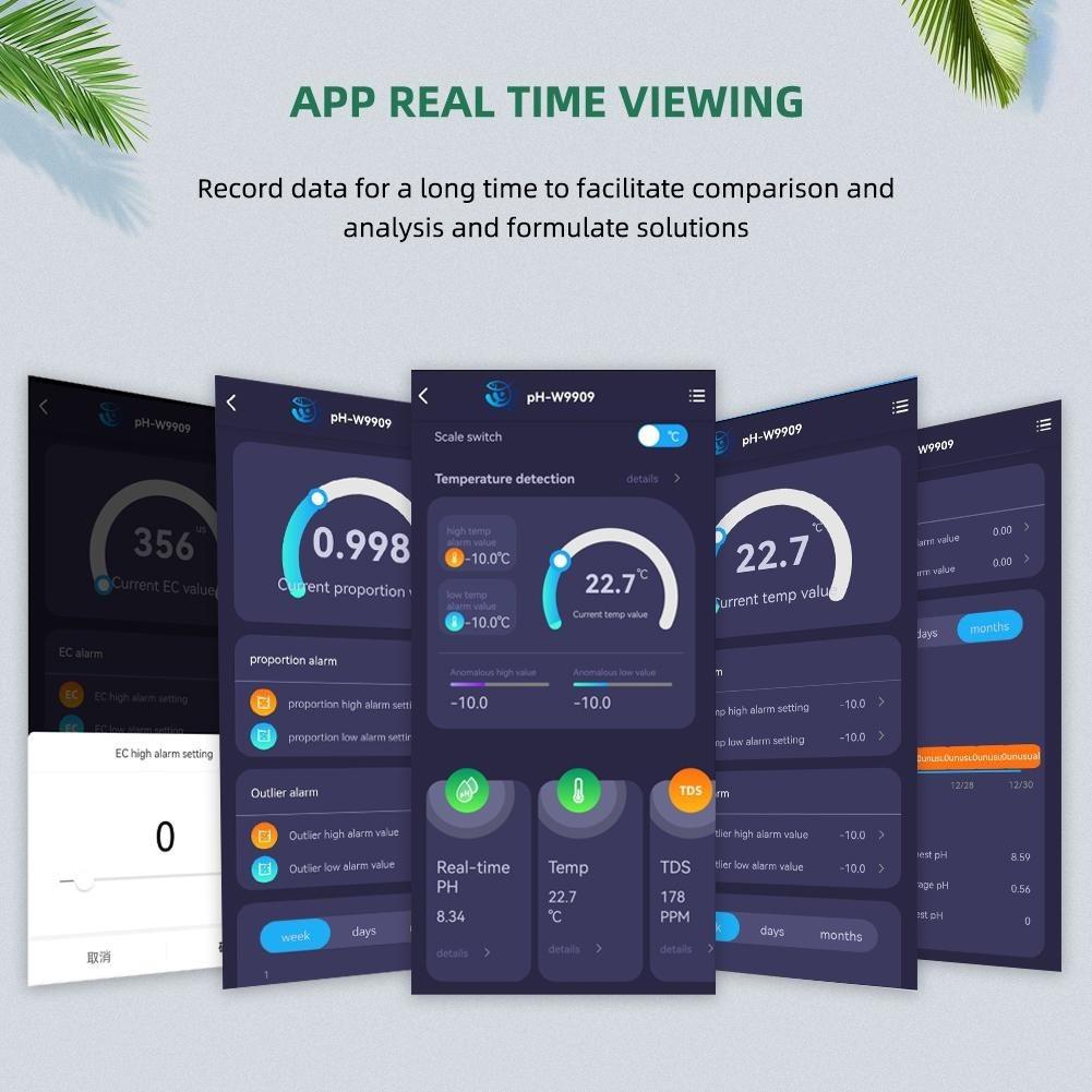 Тестер качества воды 6 в 1 Многопараметрический монитор качества воды Цифровой измеритель pH/Общего количества растворенных твердых веществ/Электропроводности/Удельного веса/Солености/Температуры