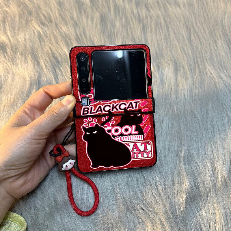 Лунная яма роза черная кошка девушка красное кольцо веревка подходит для Huawei pocket/s складной экран PuraX чехол для мобильного телефона Xiaomi mixflip Samsung