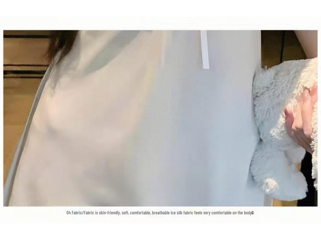 Ice Silk Women's Nightgown - Sexy Lace-Trimmed Slip Dress for Summer & Spring