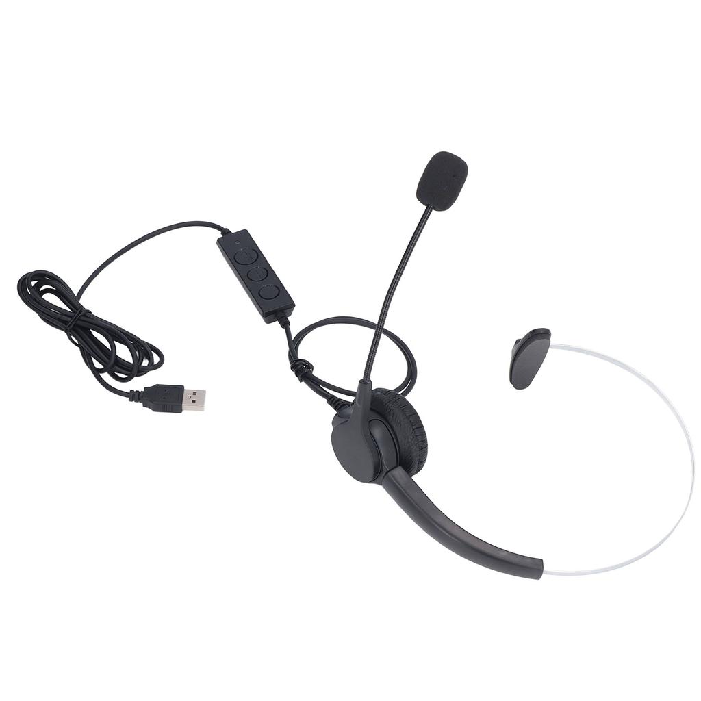 USB-гарнитура с шумоподавлением, регулируемой громкостью, оголовьем, одно ухо, проводные компьютерные наушники с