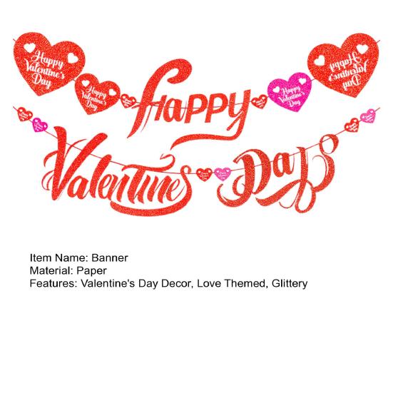 1 комплект баннеров ко Дню святого Валентина с блестками в виде сердечек для подвесного потолка, баннеров с Днем святого Валентина, растяжек для свадебной вечеринки