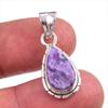 Подвеска из натурального камня чароит, ручная работа, из стерлингового серебра 925 пробы, 1,25 дюйма, b8T37