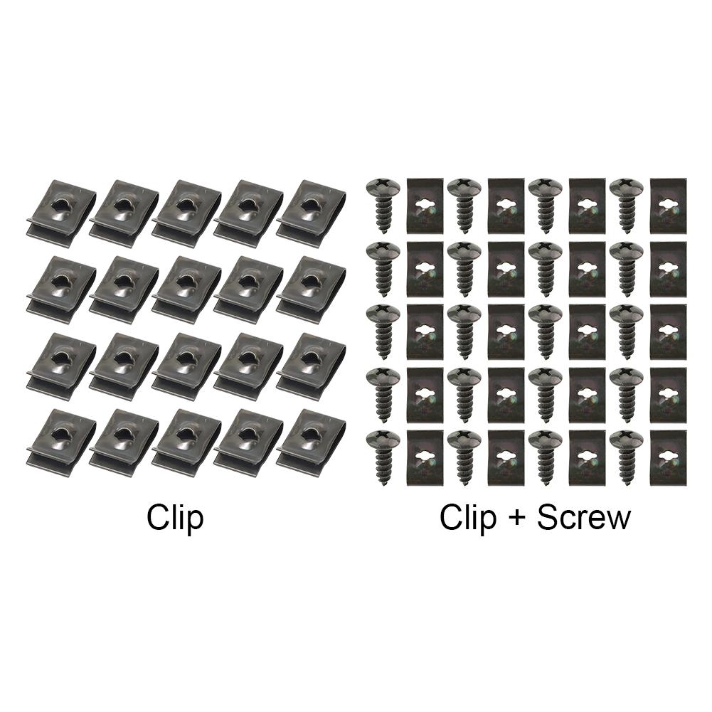 20Pcs Metal U-Type Clip with Screw Auto Interior Trim Panel Fastener Fitting Screw Clamp Retainer for Fender Liner Splash Guard