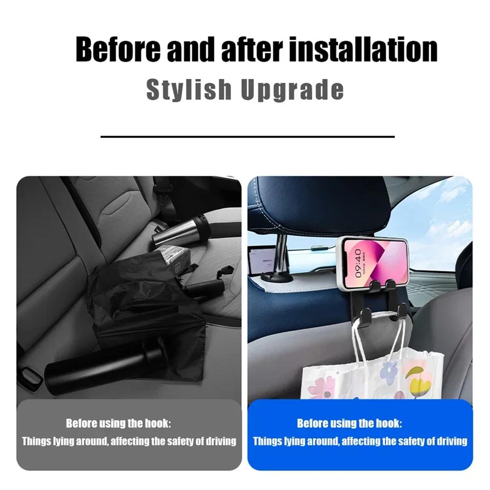 HLLQ9 Double Head Hooks Car Rear Seat Headrest Hanger Hook For Skoda Fabia Superb Yeti Mk3 A4 A6 A7 Octavia 3 Kodiaq Rapid Accessories