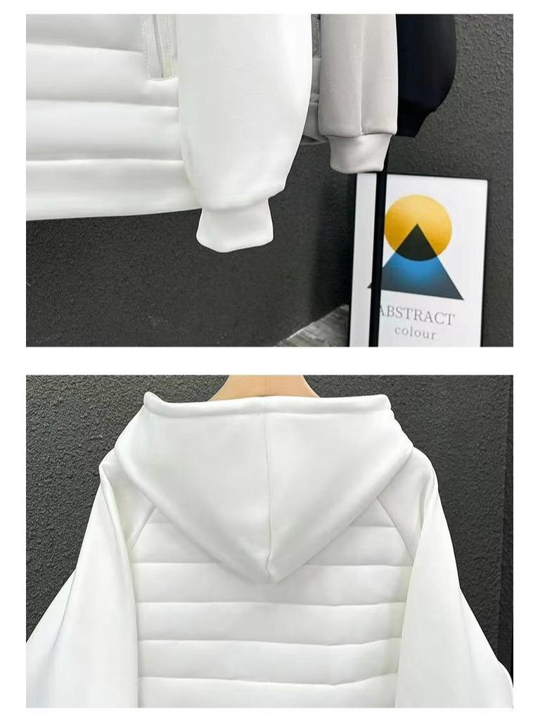 Зимняя Мода Мужское Хлопковое Пальто с Капюшоном - Свободное, Повседневное, Однотонное со Стежкой