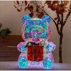Christams Teddy Bear Night Light with Gift Box Luminous Iridescent Glowing Ornament Family 2025 Xmas Decoration Creative Gifts
