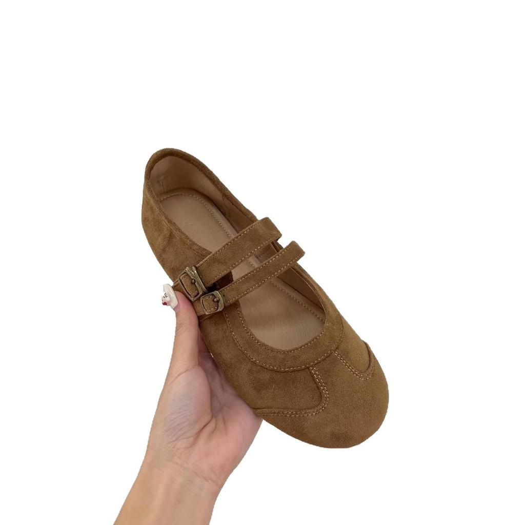 Mary Jane Shoes Women's Autumn 2025 New French Shallow Mouth Single Shoes Flat Red Ballet Shoes Soft Leather Soft Sole