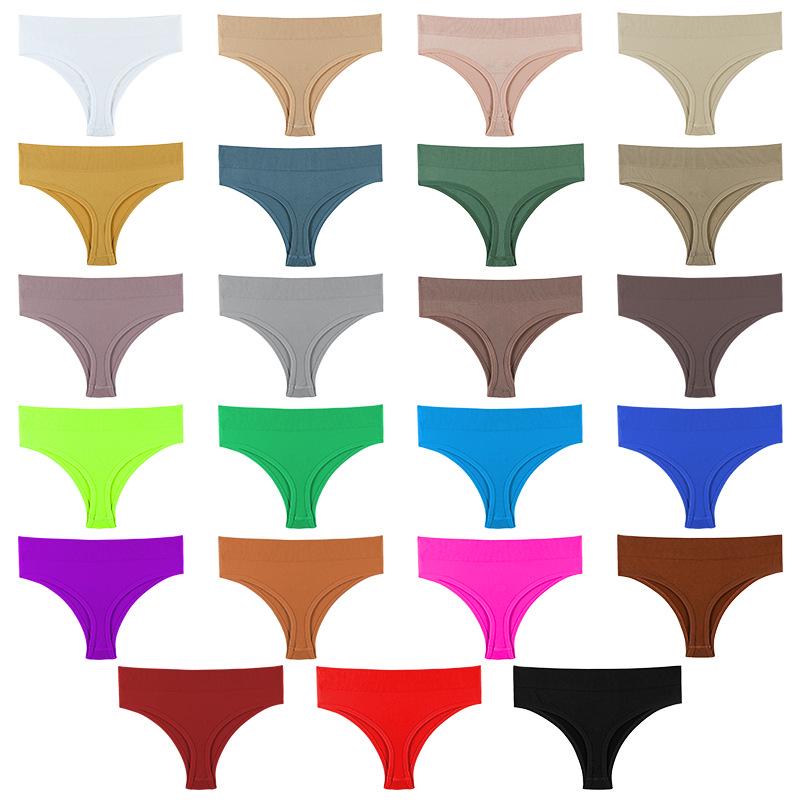 Seamless Mid-Waist T-Back Underwear: Sexy, Invisible, Solid Color, Comfortable for Sports