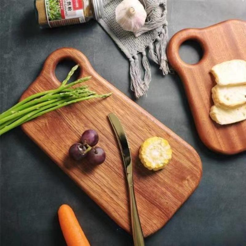 1 шт. Двусторонняя разделочная доска из массива дерева - Кухонная разделочная доска для фруктов, овощей, продуктов с деревянным кухонным аксессуаром