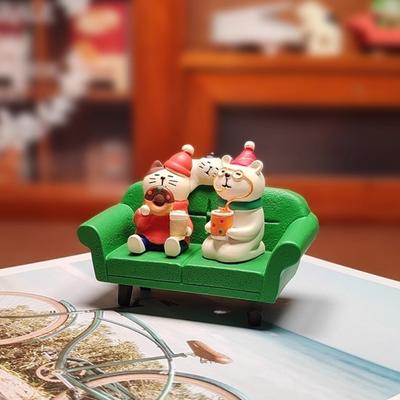 Милые Новогодние Коты Смоляные Украшения Дед Мороз Настольная Рождественская Фигурка Сцена Декорации Подарки Японский Стиль Оптовая Продажа