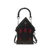 Punk Style Novelty Womens Crossbody Bag House Shaped Halloween Shoulder Bags Gloomy Castle Gothic Handbag Purse for Girls