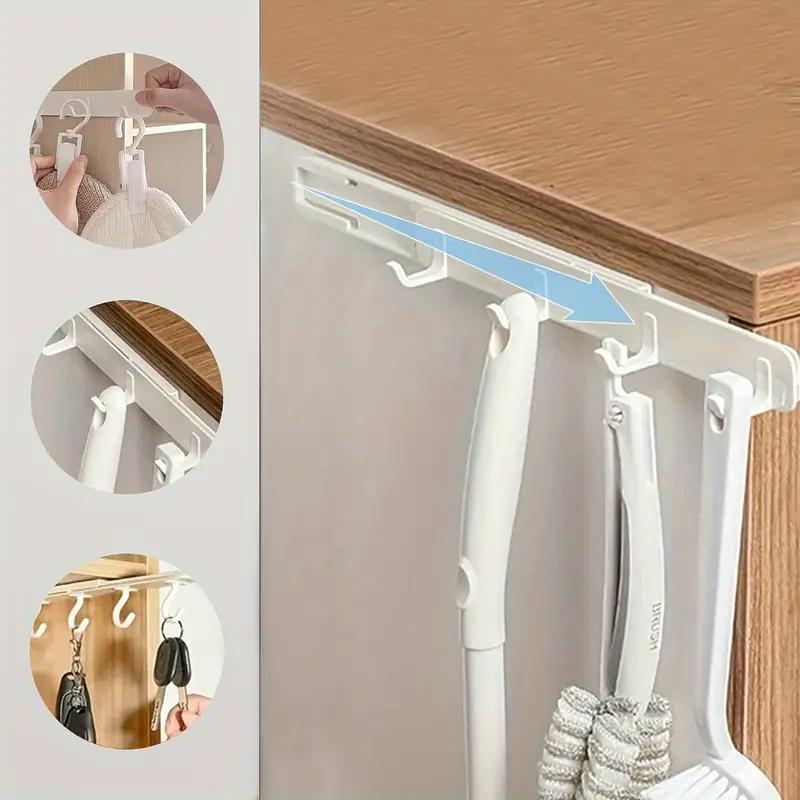 Plastic Wall Mounted Bathroom Kitchen Telescopic Towel Bar Shelf Self-adhesive Rack Paper Roll Holder Hanging Hook Storage Bathroom Supplies