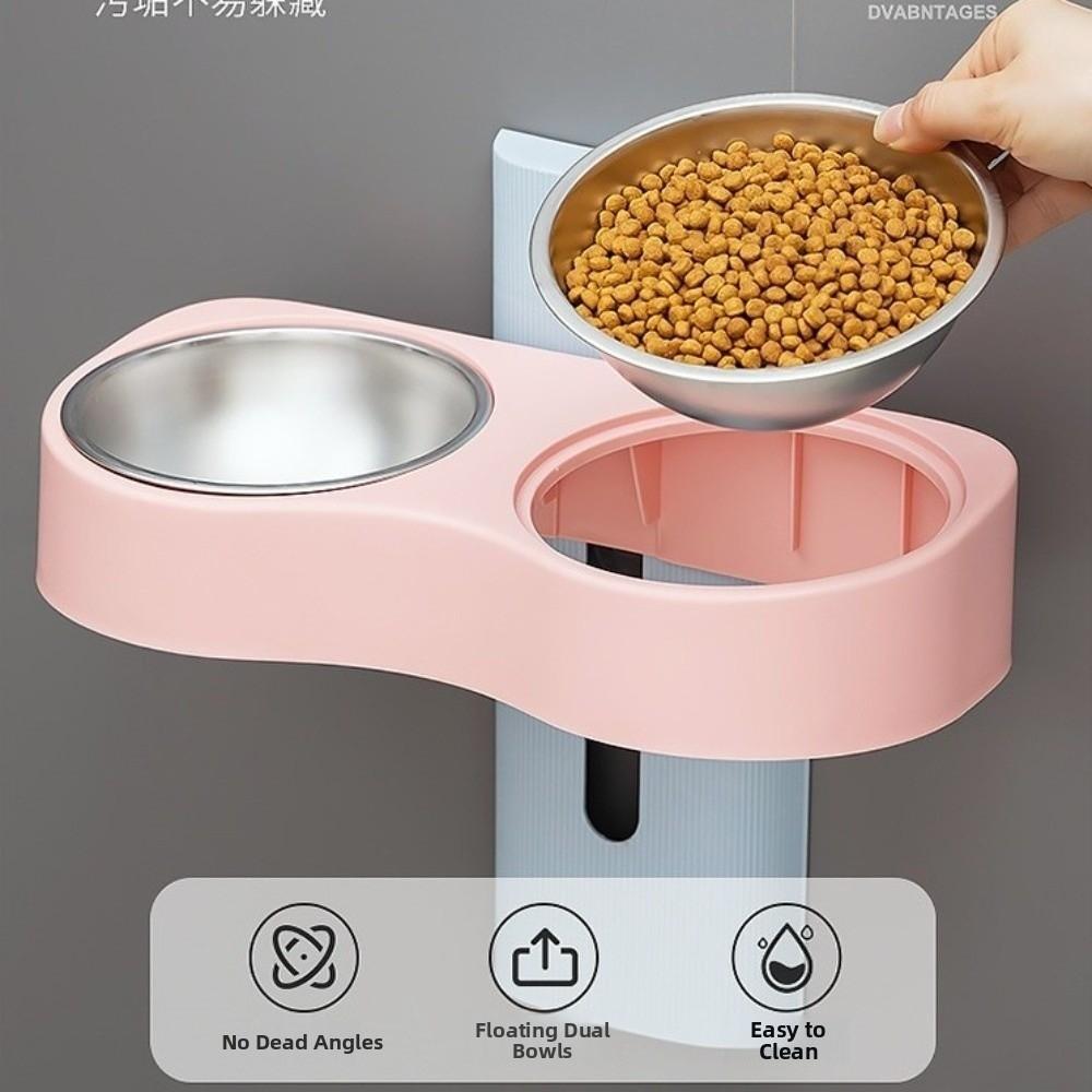 Space Saving Dog Eatting Bowl Double Bowl Pet Feeding Bowl Cats Watering Bowl for Small Dogs