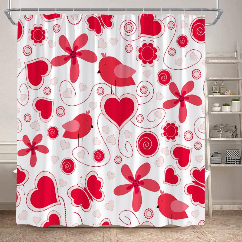 Cartoon Animals Shower Curtains Cute Fox Lion Deer Rabbit Autumn Floral Plant Kids Bath Curtain Polyester Bathroom Bathtub Decor