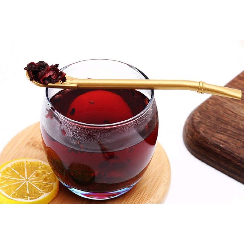 Stainless Steel Straw Filter Spoon, Yerba Mate Bombilla, Loose Leaf Tea Strainer, Tea Straw for Drinking Coffee, Cocktail, Pack of 5 with Cleaning