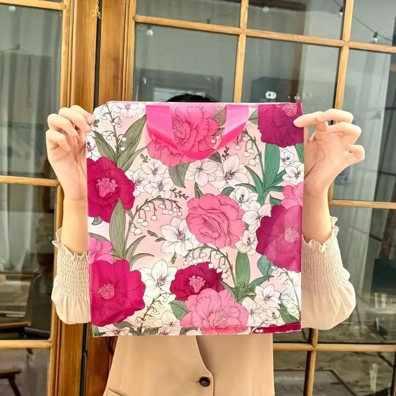 5шт пластиковая подарочная упаковка сумки сумки для покупок на День матери деловые принадлежности сумки с принтом камелии праздничные принадлежности