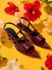 In The Balcony Velune Burgundy Pointed Strap Sandal Heels