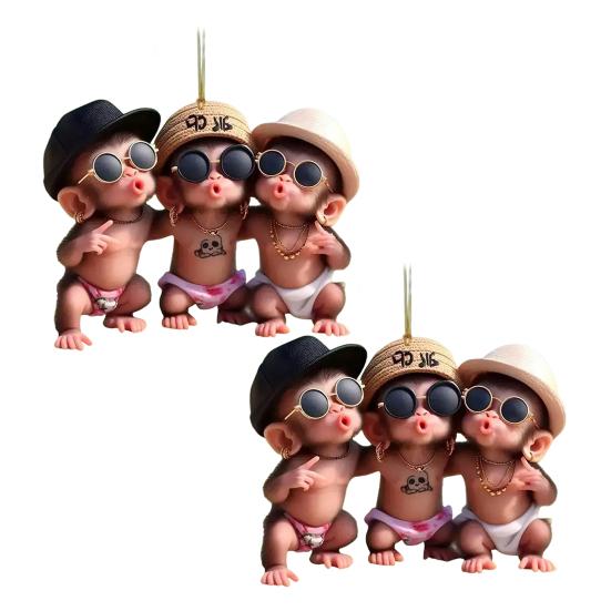 Юшенг Обезьяна Автомобильные Подвески Акриловые 2D Автомобильные Шармы для Рюкзака Брелок Милое Украшение для Зеркала Заднего Вида Рождественский Подарок для Друзей