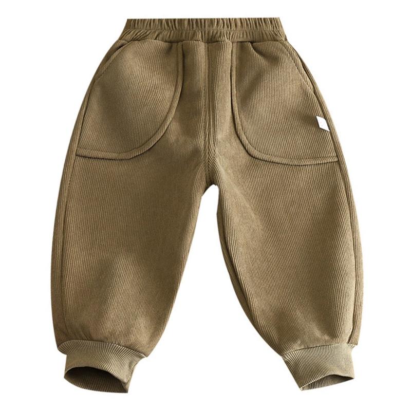Теплые плюшевые штаны для детей 3-10 лет, свободные брюки с большими карманами