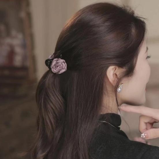 Женская заколка для волос с двухсторонним декором в виде цветка розы, противоскользящие зубцы, заколка для волос с затылком в виде акулы, украшение для волос