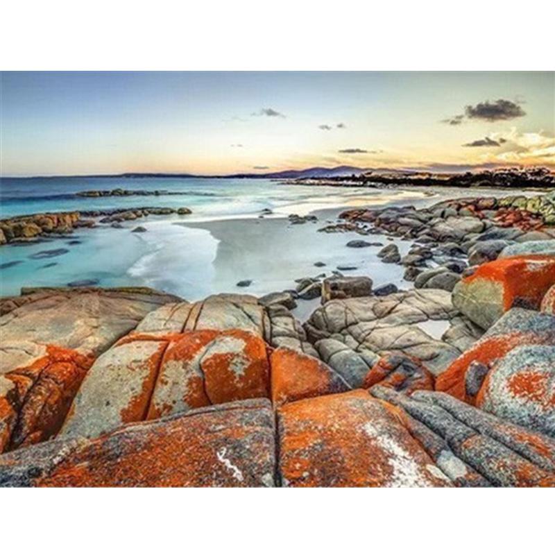 Алмазная картина, полный круглый квадратный природный пейзаж, настенные наклейки, мозаика, пляжная вышивка, горный пейзаж, алмазное искусство