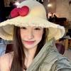 Breathable Woman's Straw Hat Elegant Lace Brim Sunshade Cap Vacation Big Bowknot Sun Hat  Beach