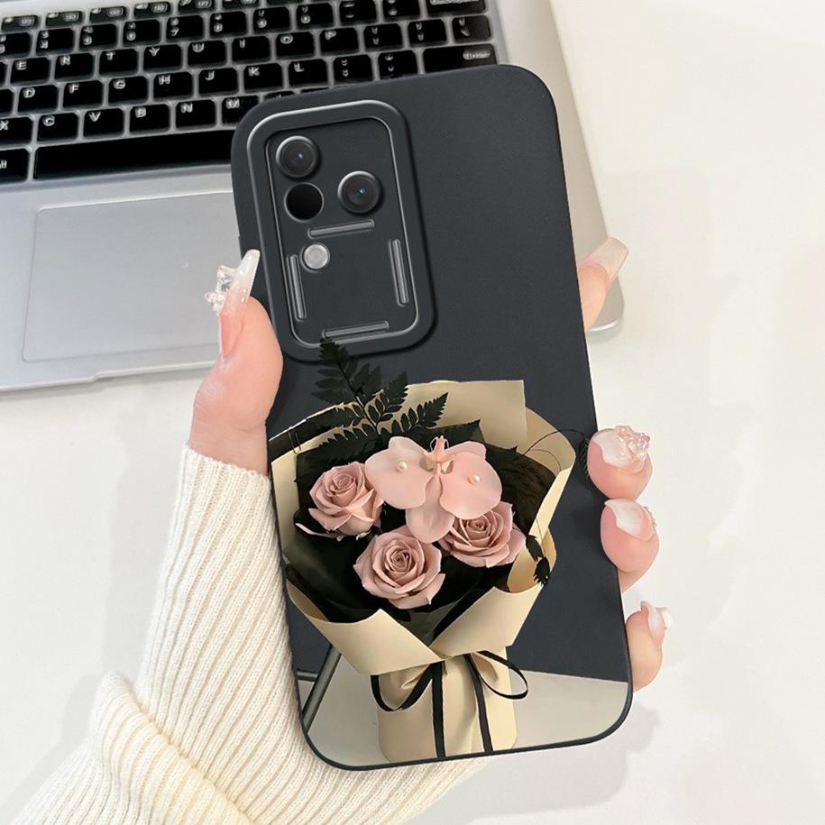 Для Vivo V30 V2318 Чехол V30 Pro V2319 Обложка Популярный Цветочный Бант Мягкие Жидкие Силиконовые Чехлы для Телефона Для Vivo S18 Pro V 30 Fundas