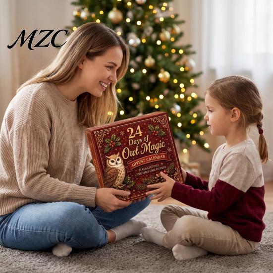 24 Day Countdown Box Christmas Village Advent Calendar, 24-Day Set with Collectible House Acrylic Ornament, 2D Tabletop Decor, Holiday Gift
