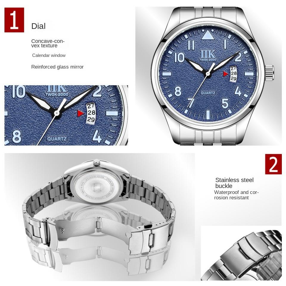 IIK Водонепроницаемые спортивные часы с календарем, мужские цифровые часы, деловые кварцевые мужские часы GB982