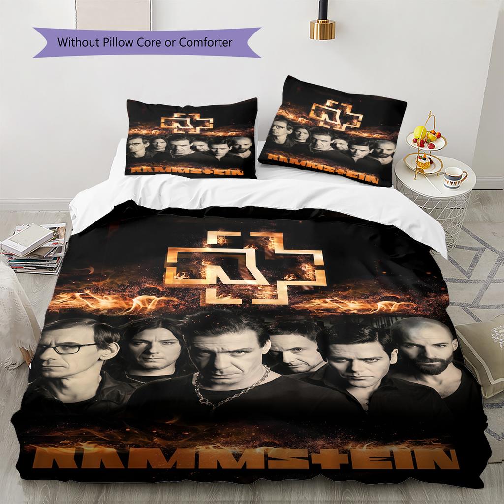 Постельное белье с узором группы Rammstein, Комплект с одеялом, Пододеяльник, Наволочка, Домашний подарок на день рождения (1 пододеяльник + 2 наволочки, без наполнителя)