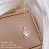 Titanium Steel Korean Fashion Square Diamond Necklace Female Smart Zircon Geometric Pendant Item Jewelry