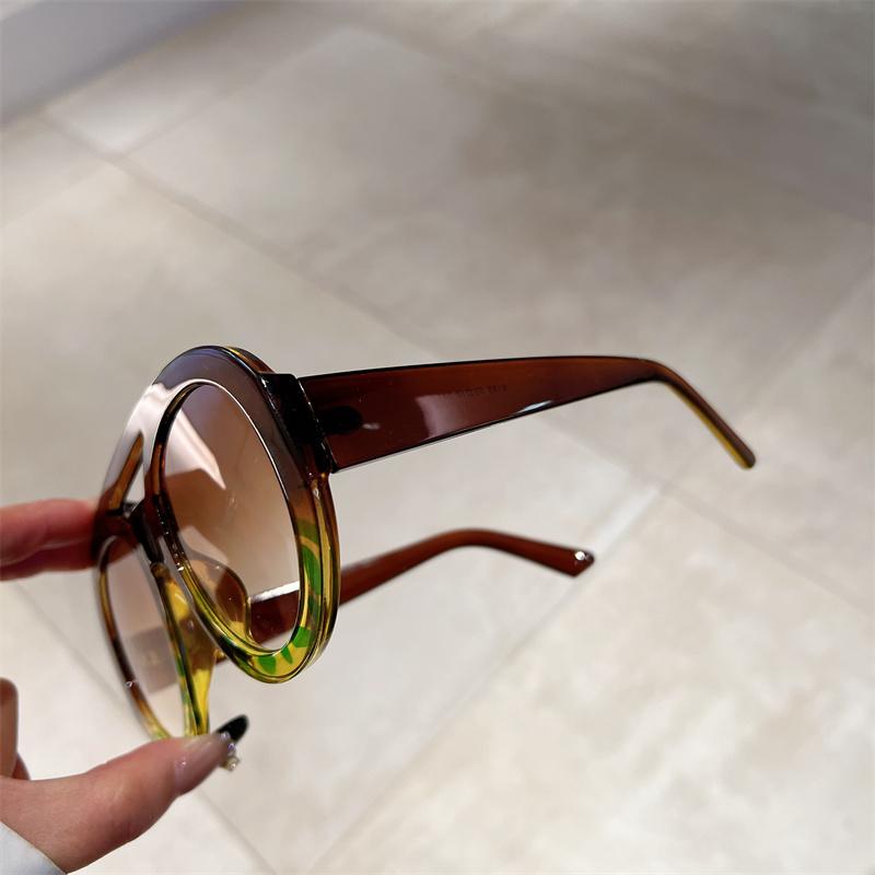 Мужские модные солнцезащитные очки-гогглы большого размера круглой формы с двойной переносицей, градиентные, конфетных цветов, женские солнцезащитные очки, трендовые новые, UV400