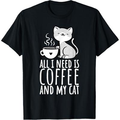 Мне Нужны Только Кофе И Моя Кошка, Футболка Кофе Для Мужчин И Женщин