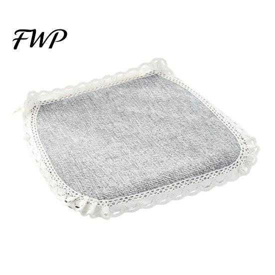 Retro Lace Trim Chair Mat Cotton Linen Pad with Ties, Striped Plaid Decorative Seat for Rattan Chairs Trim, Breathable Dining Office Summer
