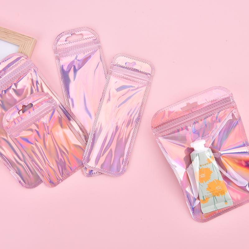 50 шт., 4 стиля, лазерная упаковка, плоская косметичка, голографические мини-сумки
