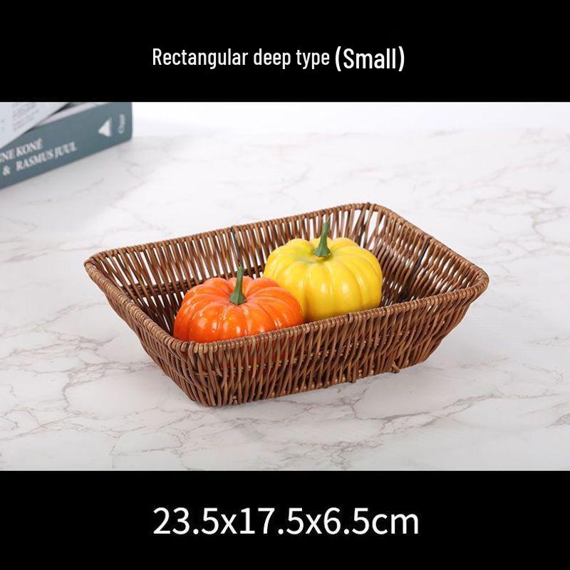 Плетеная корзина из ротанга для фруктов и закусок - Круглая тарелка для KTV и пластиковый держатель для картофеля фри