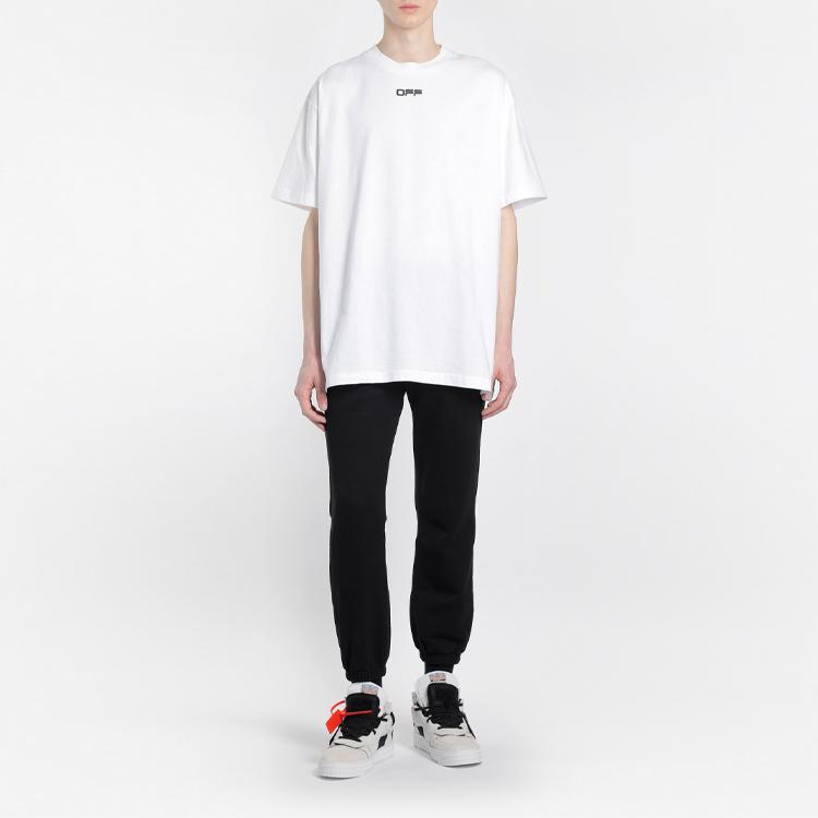 Off-White Футболка Oversized Fit Airport Tape, белая мужская уличная одежда OMAA038S201850030188