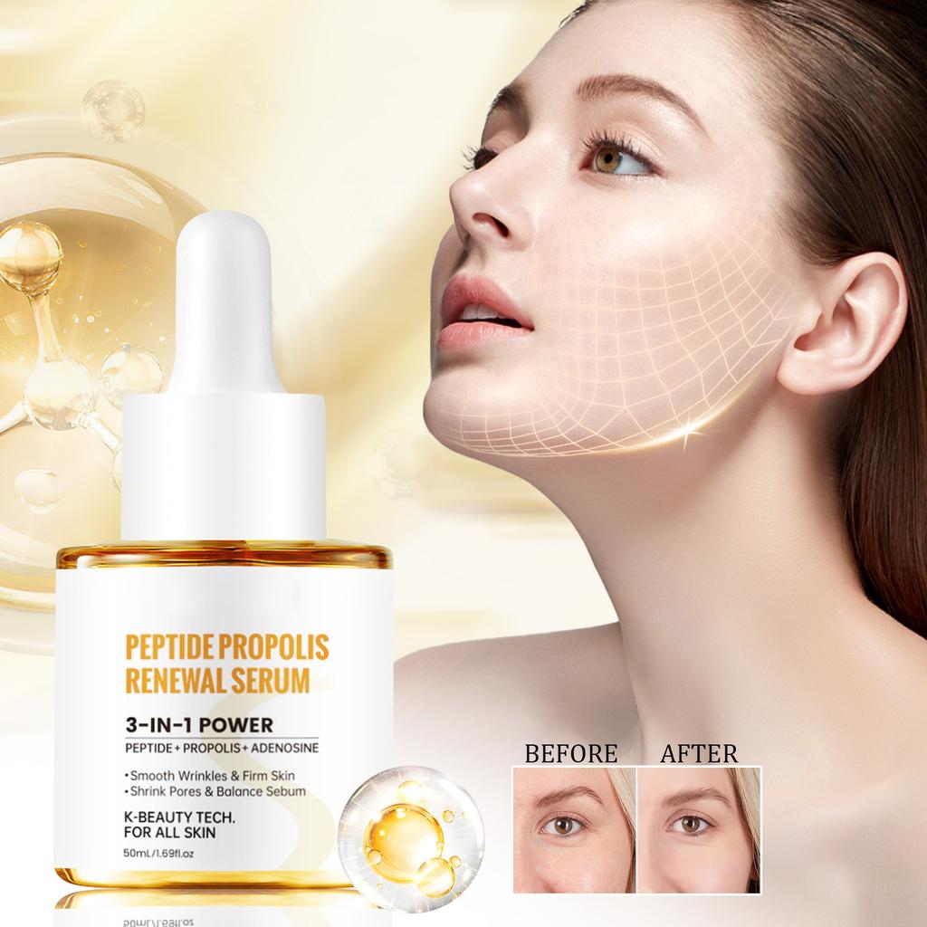 Сыворотка с пептидным прополисом, питательная сыворотка с пептидным прополисом улучшает текстуру кожи и повышает ее эластичность, подходит для всех типов кожи, 50 мл