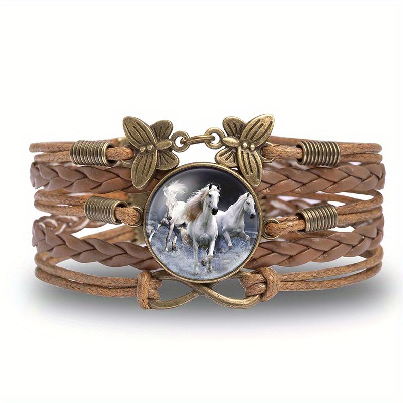 Творческий плетеный браслет из искусственной кожи в винтажном стиле для женщин