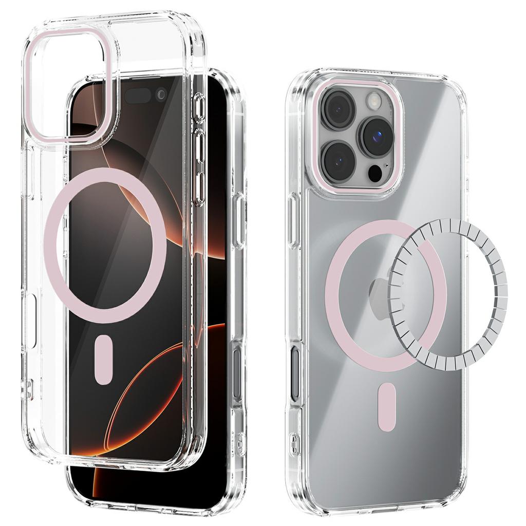 Для чехла iPhone 16 Pro Max, совместимого с MagSafe, прозрачная задняя крышка из ТПУ и ПК, устойчивая к царапинам