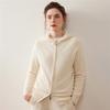 Women's Thickened Double Zipper Cashmere Cardigan - Solid Color, Loose Fit, Slimming Knit Hoodie for Autumn and Winter.