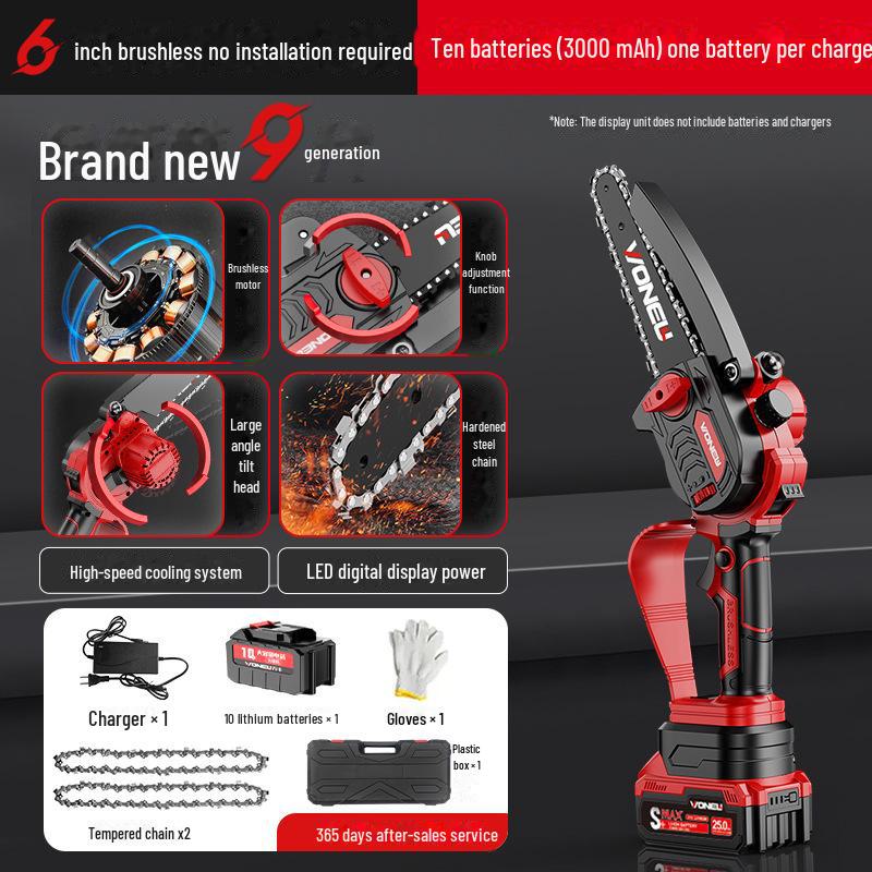 Аккумуляторная бесщеточная электрическая цепная пила для работы одной рукой для использования дома и на улице